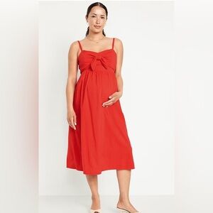 Old Navy Maternity Tie Front Seersucker Smocked Summer Midi Sundress Dress L